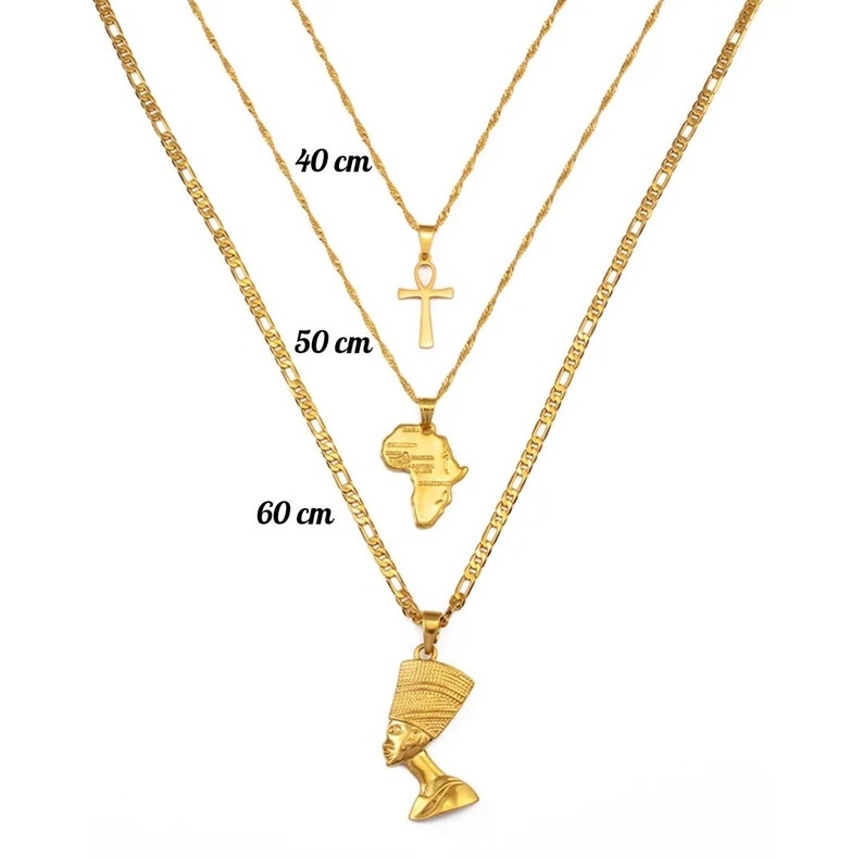 Yueming Nefertiti/AfricaMap/Ankh Necklace