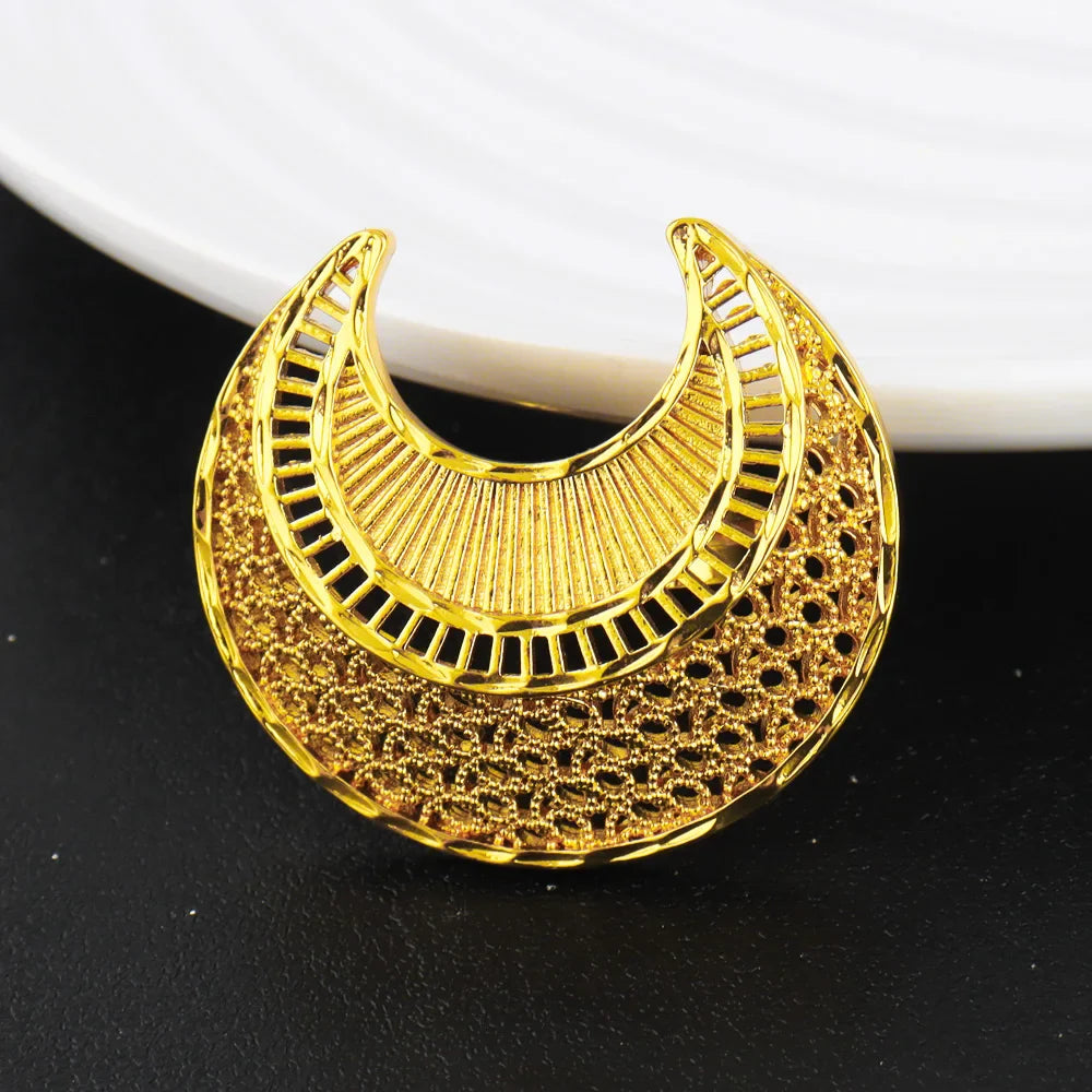 Dubai Luxury Gold Color Shining Necklace Earrings Ring Set for Women Noble Gold Plated Jewelry Gift for Party Wedding Banquet