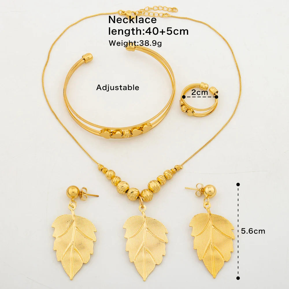 Yueming Elegant Leaf Jewelry Set