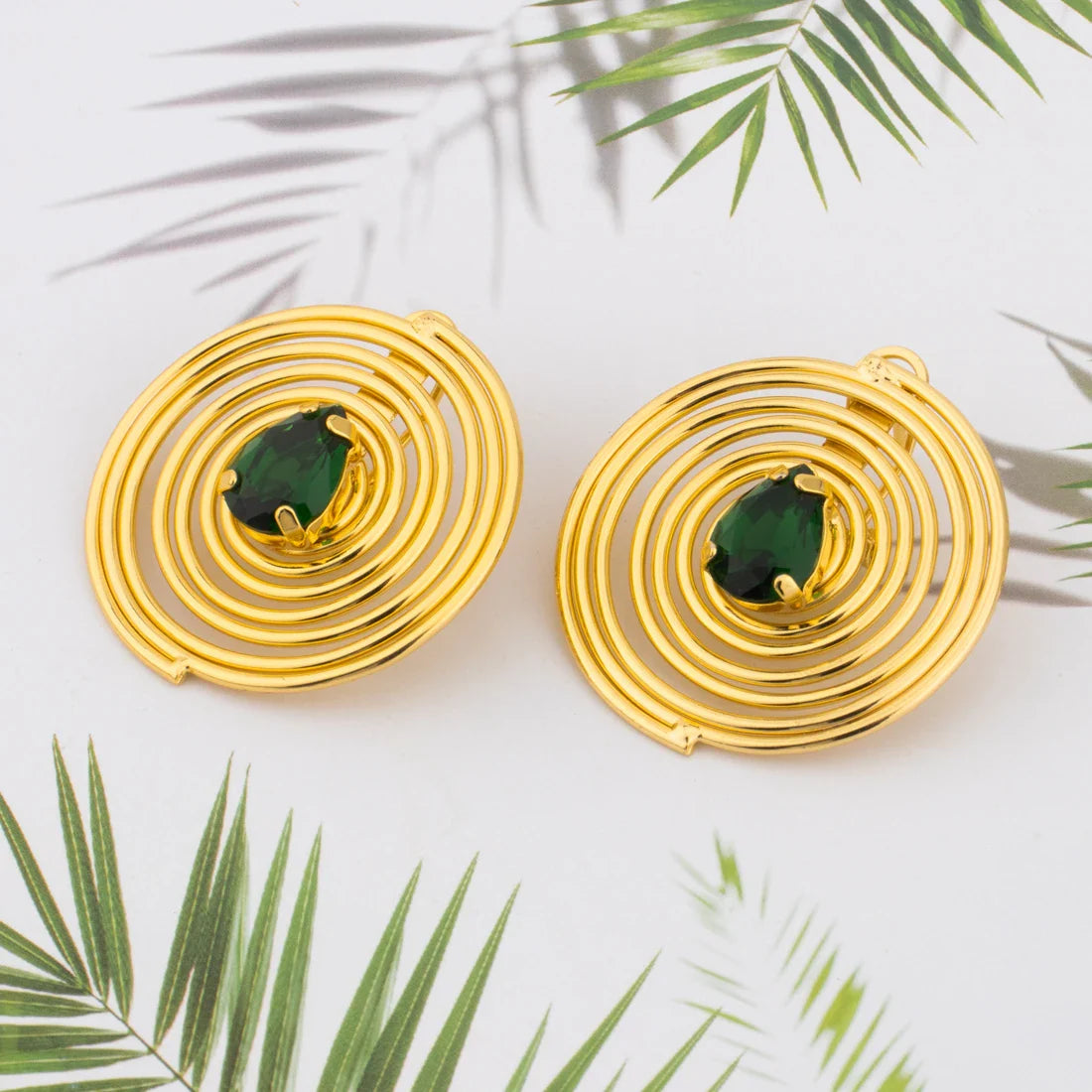 2025 New Style Gold Color Jewelry Set Circle Shape Earrings Colored Zircon Necklace Ring And Bracelet For Banquet Women's Day