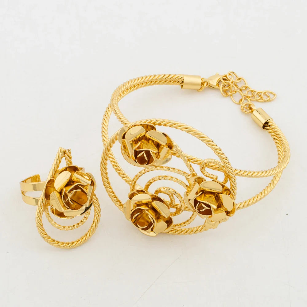 Yueming Copper Punk Flower Jewelry Set