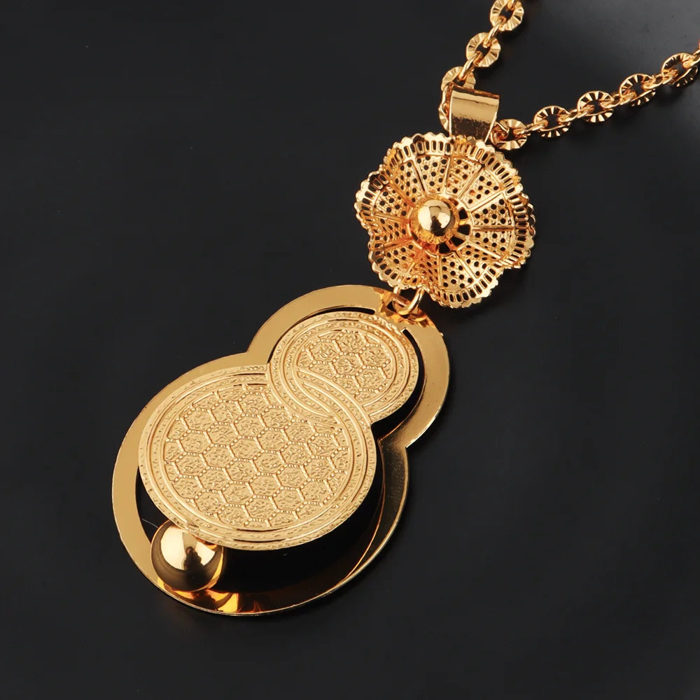 Fashion Gold Color Stainless Steel Necklace Lucky gourd Pendant for Women Waterproof Choker Jewelry Trendy Gifts