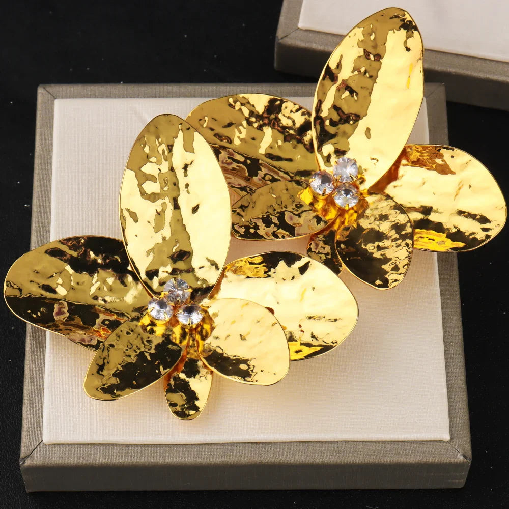 Dubai Women's Fashion Jewelry Set Waterproof Flower Earrings And Ring Nigeria Dating Travel Clothing Accessories Easter Gift