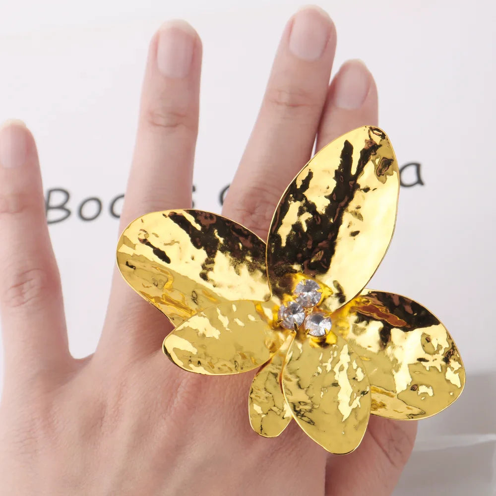 Dubai Women's Fashion Jewelry Set Waterproof Flower Earrings And Ring Nigeria Dating Travel Clothing Accessories Easter Gift