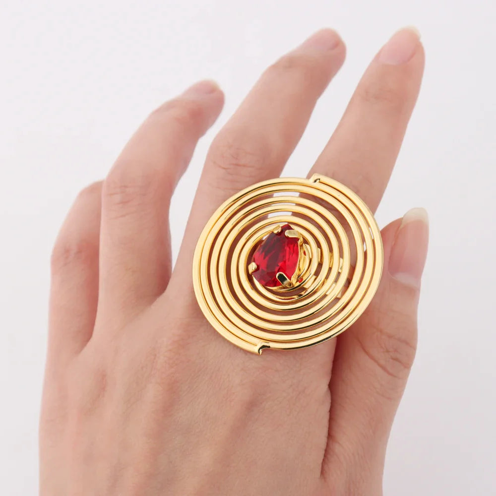 Dubai Luxury Gold Plated Round Shape Noble Women Jewelry Set With Bangle Necklace Ring Earrings Exclusive Design Festival Gift
