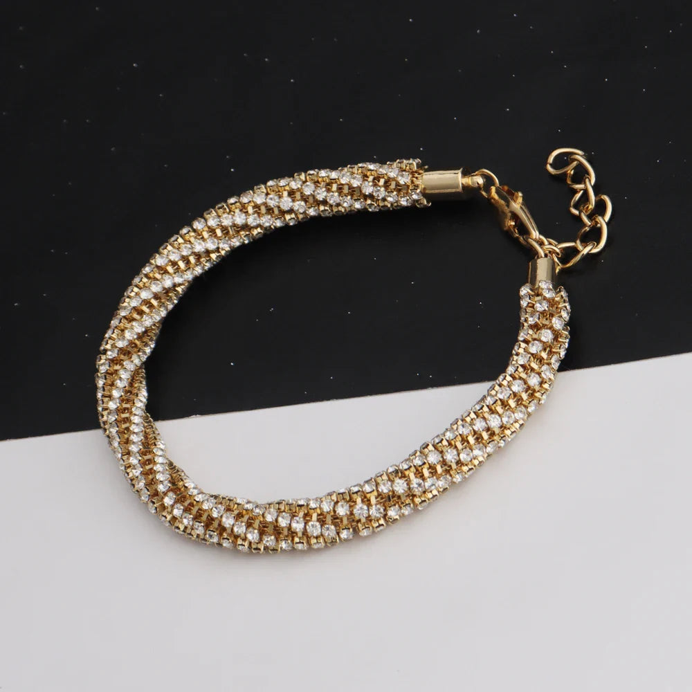 Gold Color Necklace Bangle Ring Earrings Jewelry Set For Women Girl Luxury Elegant Noble Design Jewelry Gift For Party Wedding
