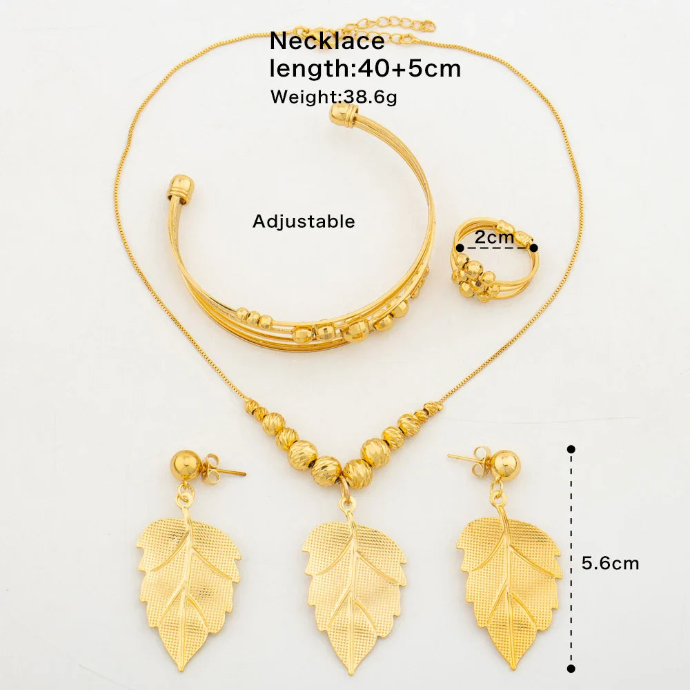 Yueming Elegant Leaf Jewelry Set