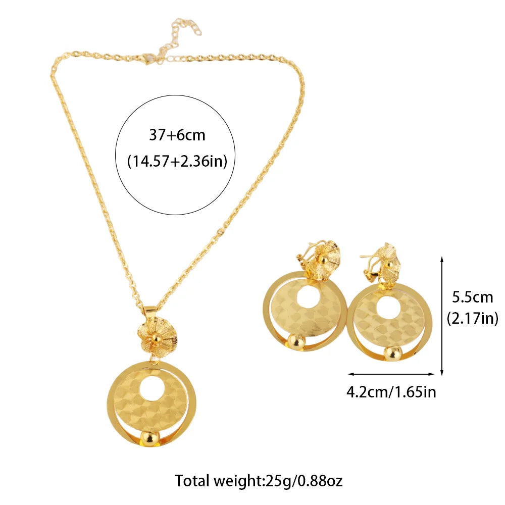 Luxury Gold Plated Jewelry Set Women Gold Color Necklace Set Italian Jewellery Sets Bride Necklace and Earrings African Gift