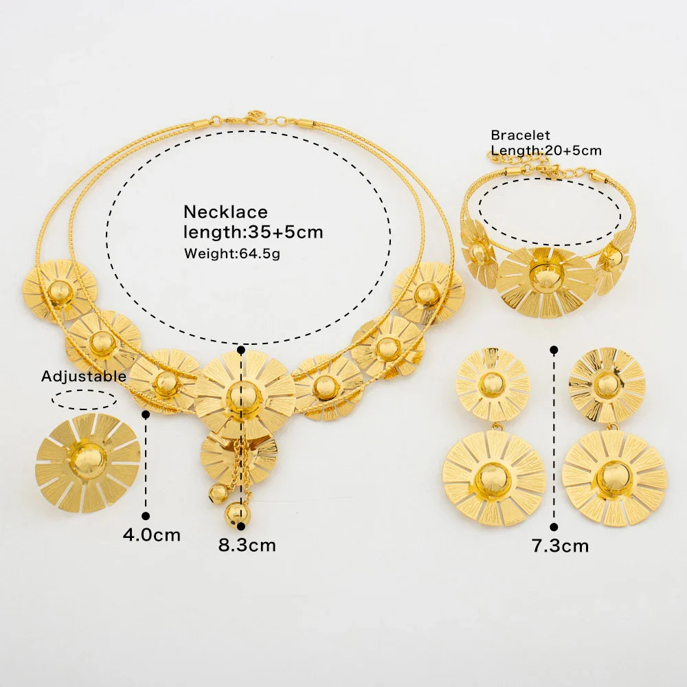 Yueming Copper Fashion Flower Jewelry Set