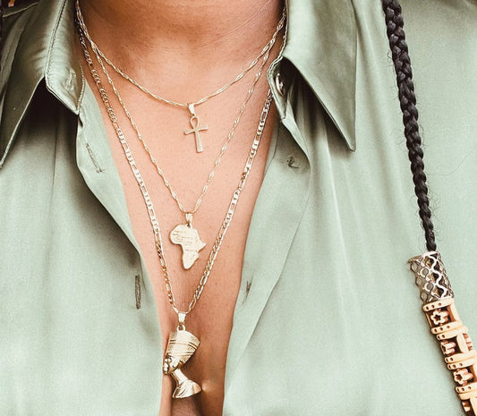 Yueming Nefertiti/AfricaMap/Ankh Necklace
