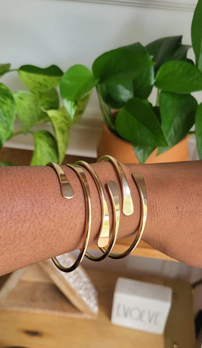 Yueming African Brass Bangles, Stackable Bracelets, Boho Statement Bangles