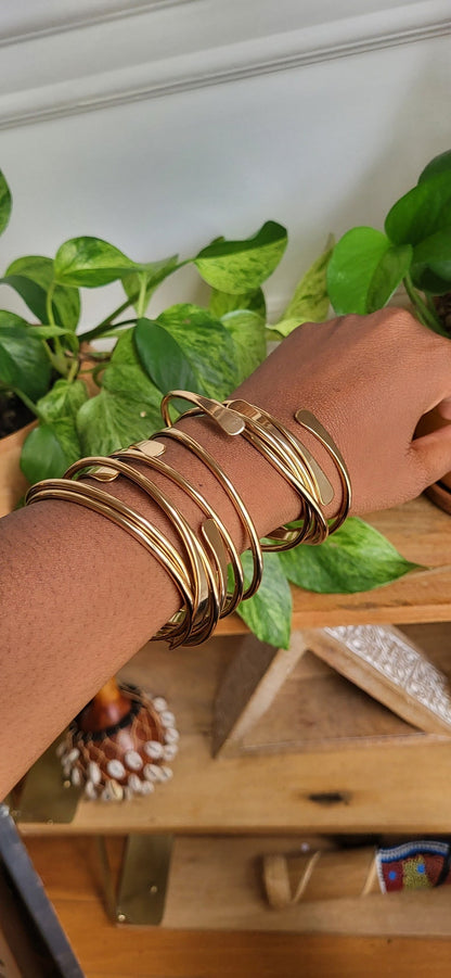 Yueming African Brass Bangles, Stackable Bracelets, Boho Statement Bangles