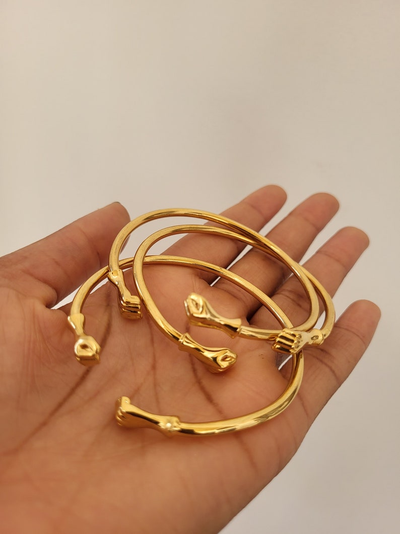 Yueming African Brass Bangles, Stackable Bracelets, Boho Statement Bangles