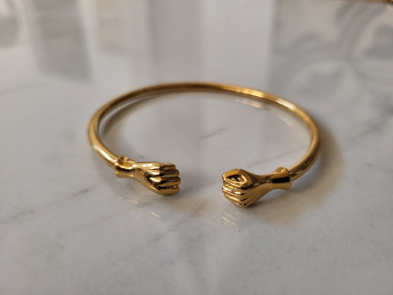 Yueming 18k Gold Plated Fist Bangle, Stackable Bracelets, Boho African Statement Bangles