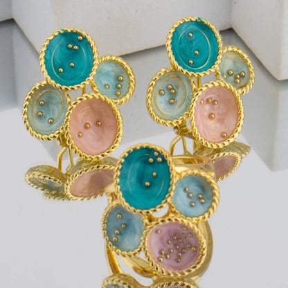 Gold Color Dopamine Color Women Jewelry Set For Earrings and Ring Nigeria Party Wedding Banquet Festival Gift Christmas