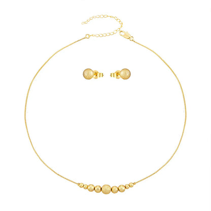 2021 New Gold Color Necklace Gold Plating 45CM Chain Beaded Necklace Short Chain For Woman Charm Earing Jewelry - YUEMING JEWELRY