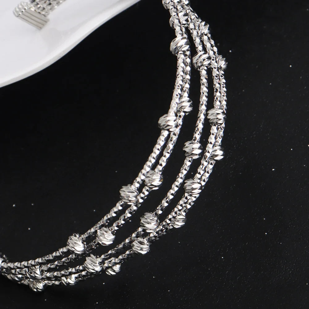 France Exquisite Woman Bracelet And Ring Africa Classical Multi Chain Multi Beads Jewelry Set Party Wedding Engagement Gift