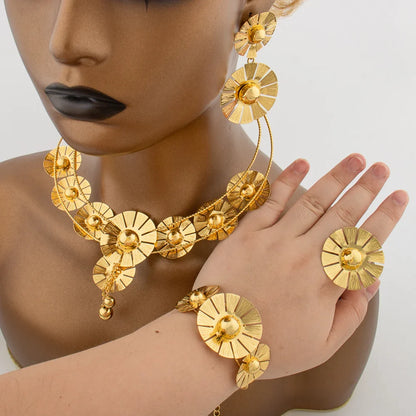 Yueming Copper Fashion Flower Jewelry Set