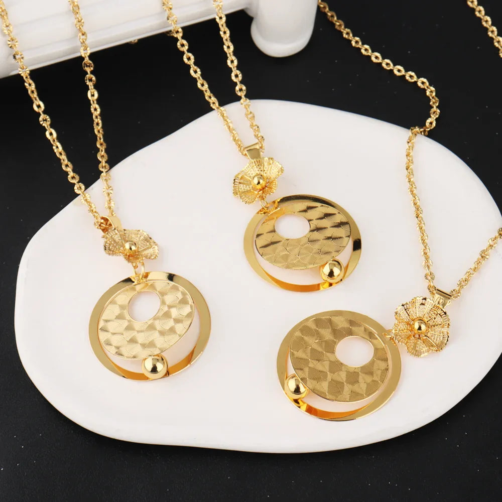 Luxury Gold Plated Jewelry Set Women Gold Color Necklace Set Italian Jewellery Sets Bride Necklace and Earrings African Gift