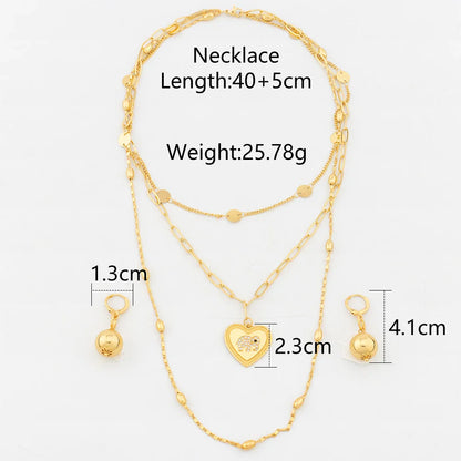 YM Long Three Layers Jewelry Set For Women Statement Necklace Personality African Elephant Pendant Beads Earrings Collar Chain - YUEMING JEWELRY