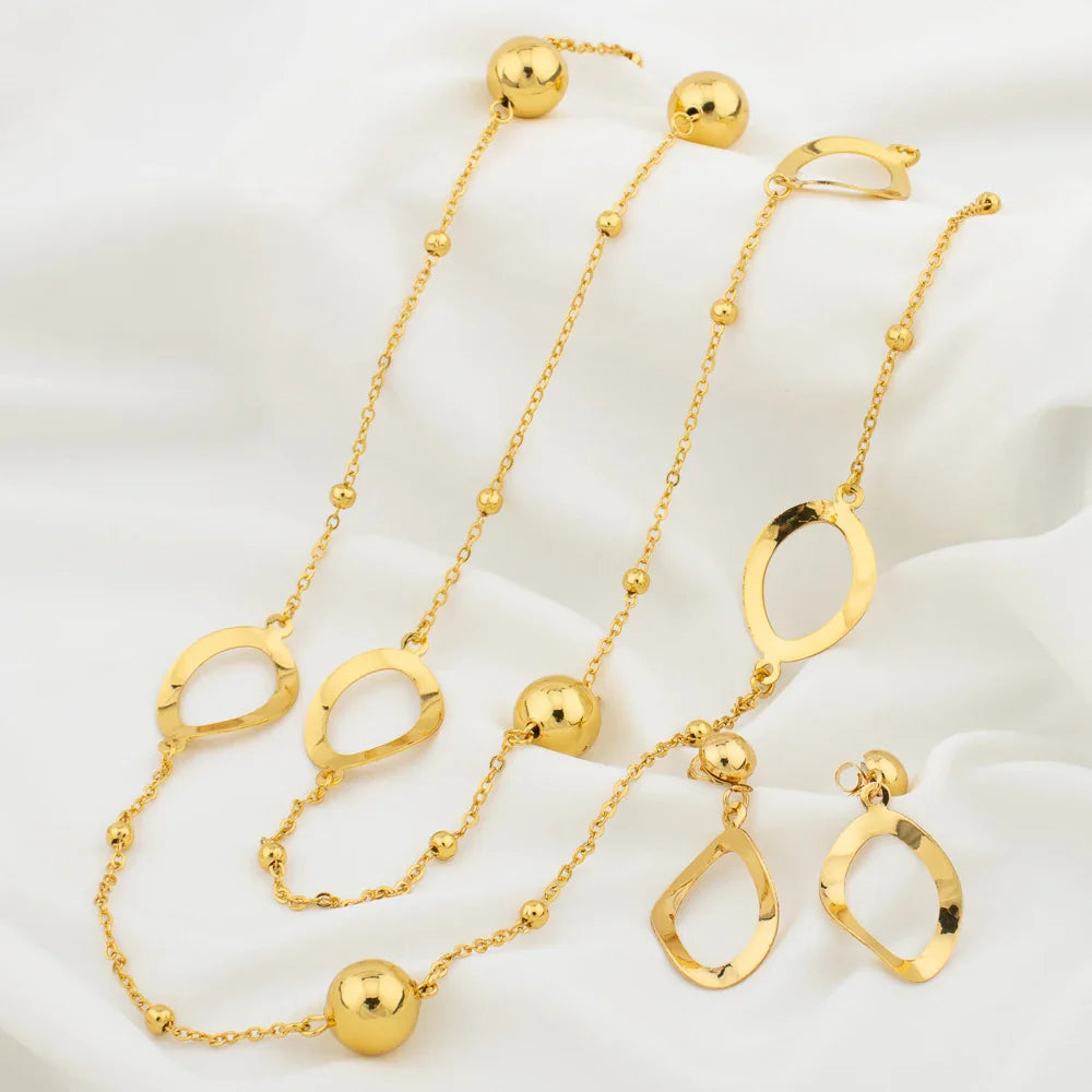 Long Necklaces with Earrings for Women Copper Waist Chain 110mm Vintage Pendant Trendy Wedding Party Jewelry Accessories Gifts - YUEMING JEWELRY