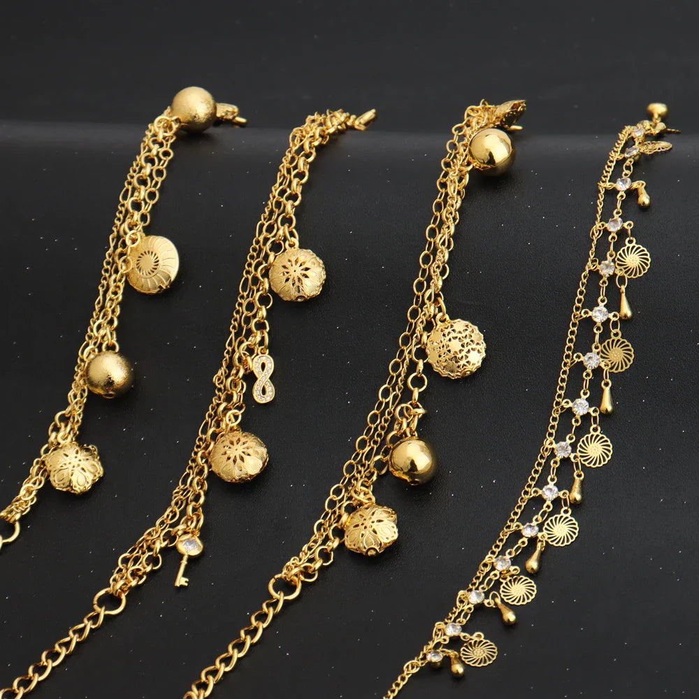 Italy Exquisite Bracelet Dubai Gold Color Hollow Out Flower Pendant Temperament Jewelry Party Wedding Clothing Accessories