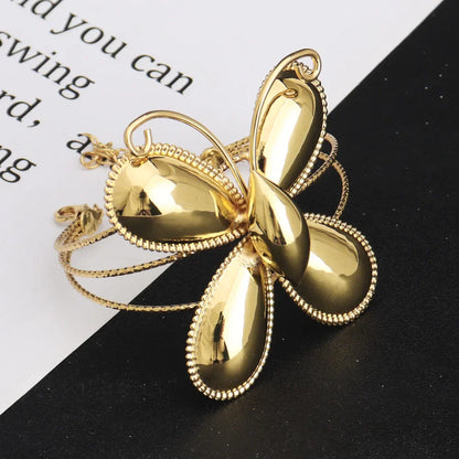 Dubai Luxury Jewellery 4PC Women's Fashion Trendy Flower Earrings Pendant Necklace Bracelet Set Gold-Plated Jewellry Party Gifts