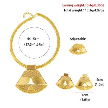 Spring Promotion Nigerian Women Jewelery Dubai Luxury Trapezoid Earrings Bridal Necklace Ring Easter Mother's Day Wedding Gift