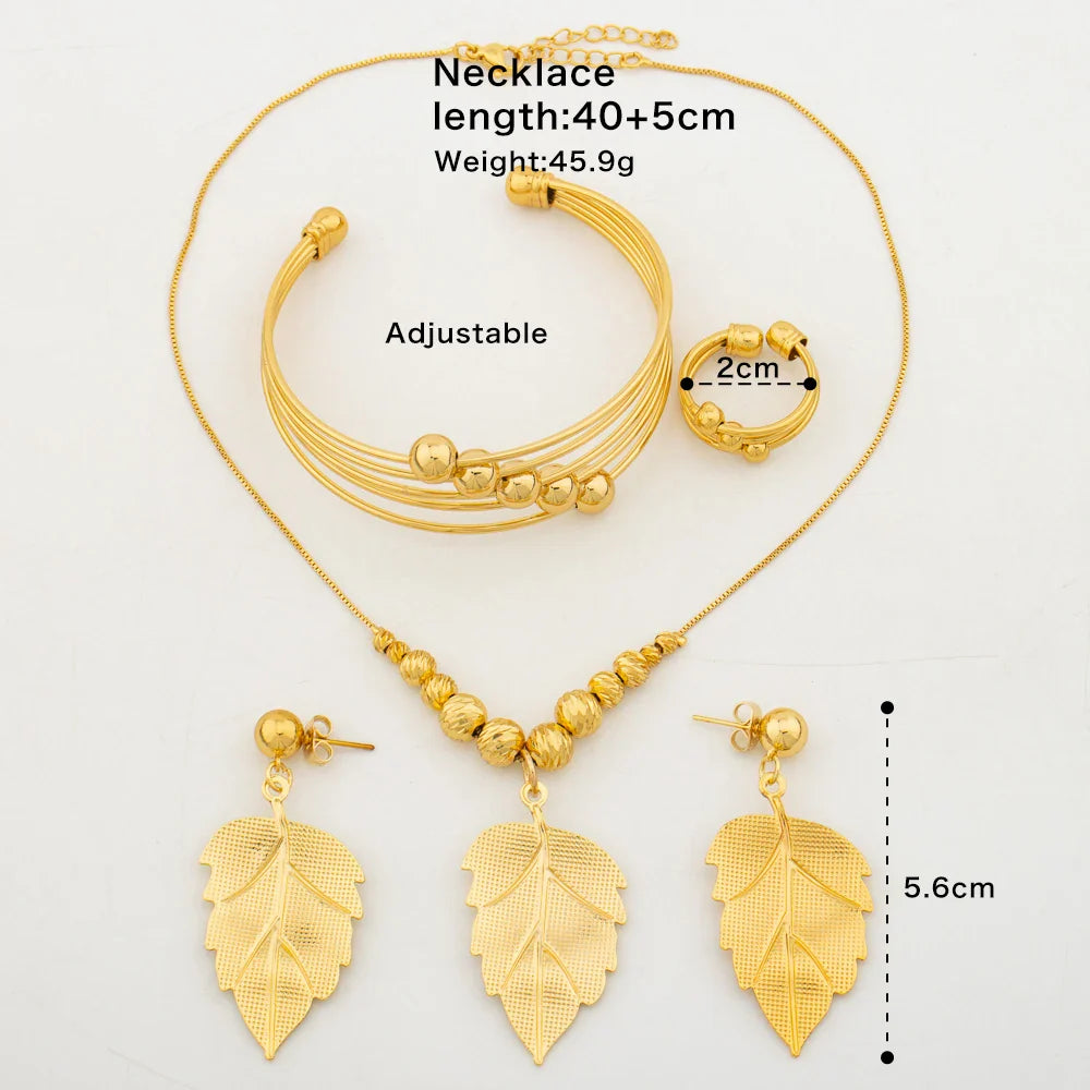 Yueming Elegant Leaf Jewelry Set
