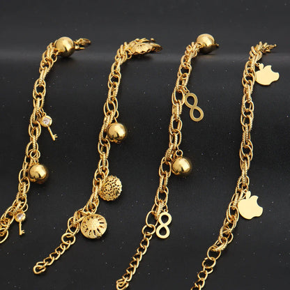 Italy Exquisite Bracelet Dubai Gold Color Hollow Out Flower Pendant Temperament Jewelry Party Wedding Clothing Accessories