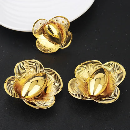 Luxury Shining Gold Color Earrings Ring Set for Women Bride Nigeria Noble Design Jewelry Gift for Wedding Party Accessories