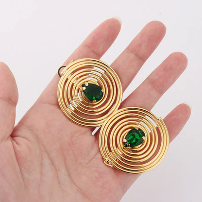 Dubai Luxury Gold Plated Round Shape Noble Women Jewelry Set With Bangle Necklace Ring Earrings Exclusive Design Festival Gift