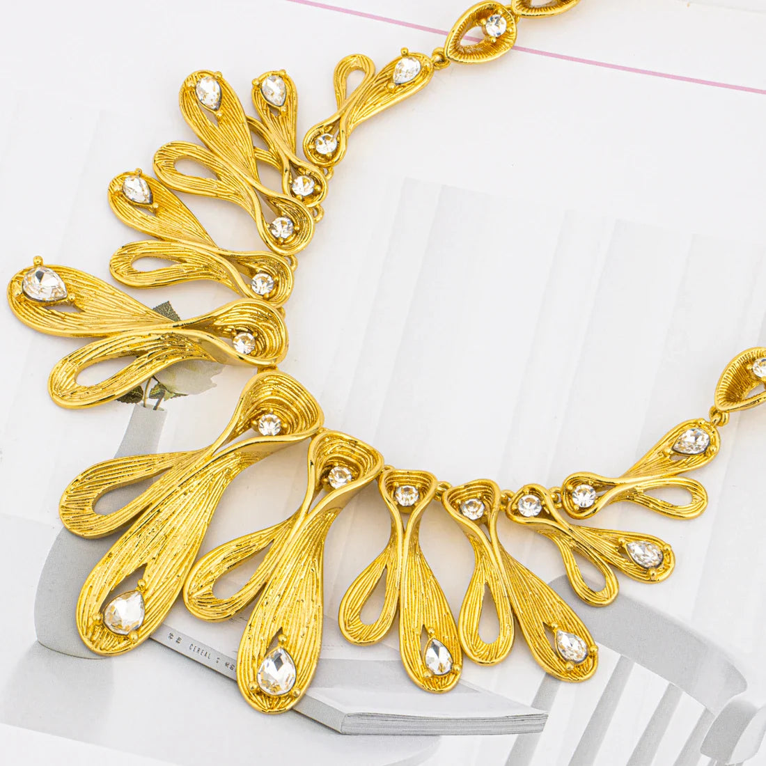 Elegant Gold Plated Jewelry Set 4Pcs with Bracelet Ring Earrings Necklace for Women Mother's Day Gift Party Accessories