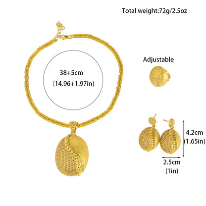 Ethiopia New Style Vintage 3Pcs Jewelry Sets Dragon Egg Shape Pendant Necklace Dubai Mystical Earrings Ring For Party Easter Gif