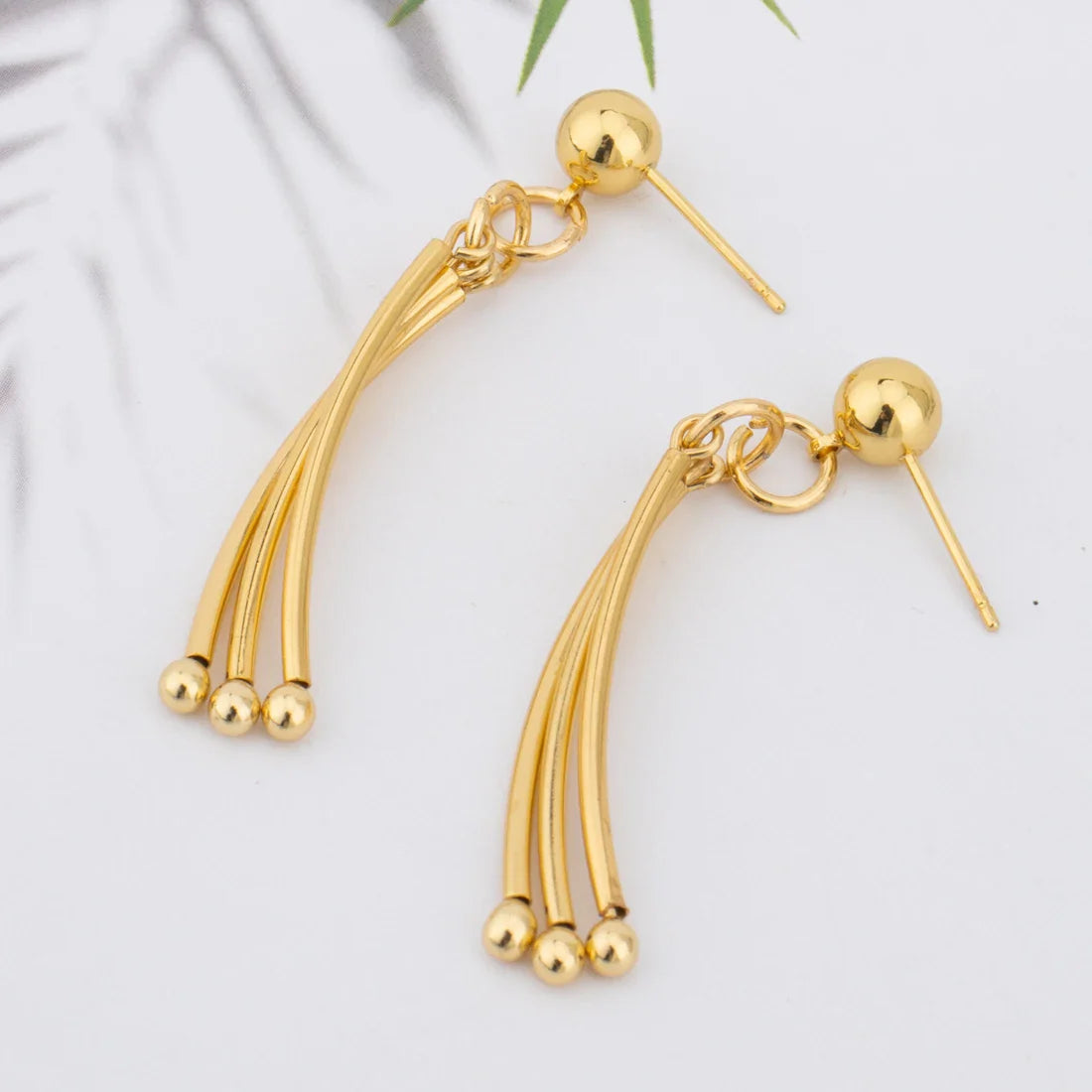 New Fashion Gold Color 3Pcs Line Jewelry Set For Women Elegant Little Pearl Earrings Bracelet Necklace Gift For Party Banquet