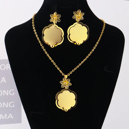 Luxury Gold Plated Jewelry Set Women Gold Color Necklace Set Italian Jewellery Sets Bride Necklace and Earrings African Gift