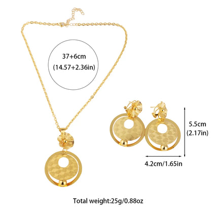 Luxury Gold Plated Jewelry Set Women Gold Color Necklace Set Italian Jewellery Sets Bride Necklace and Earrings African Gift