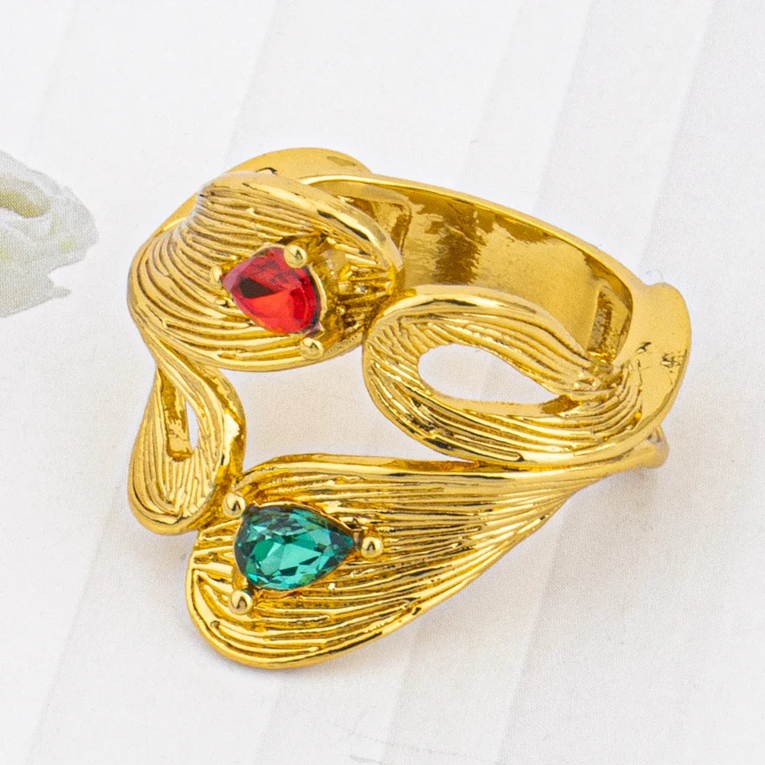 Dubai Luxury Gold Colour 4Pcs Jewelry Set Colored Gemstones Necklace Earrings Bracelet Ring Gift for Women's Day Party Wedding
