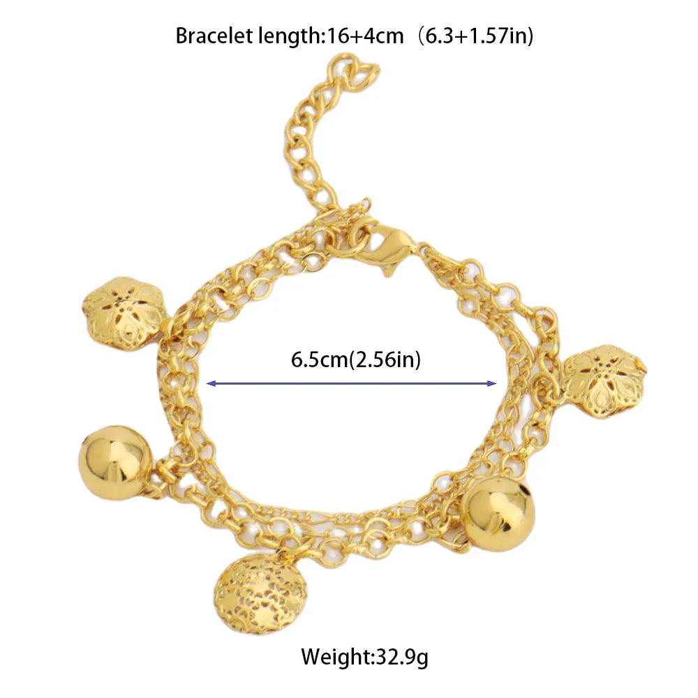 Italy Exquisite Bracelet Dubai Gold Color Hollow Out Flower Pendant Temperament Jewelry Party Wedding Clothing Accessories