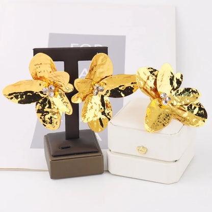 Dubai Women's Fashion Jewelry Set Waterproof Flower Earrings And Ring Nigeria Dating Travel Clothing  Accessories Easter Gift