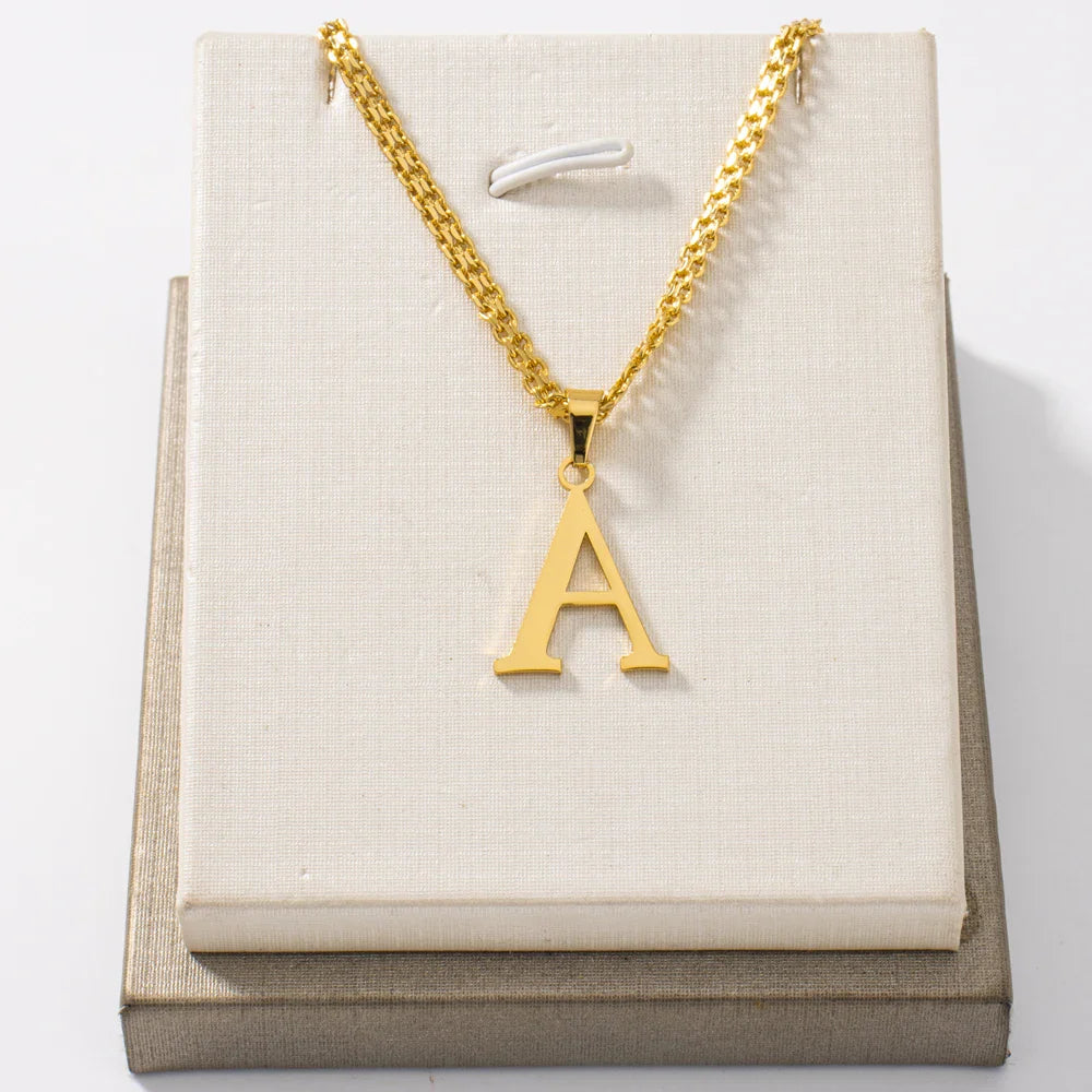 Initial Name Letter Custom Jewelry Personalized Pendant Necklace Handmade Detachable Cursive Nameplate Choker Women Men Couple