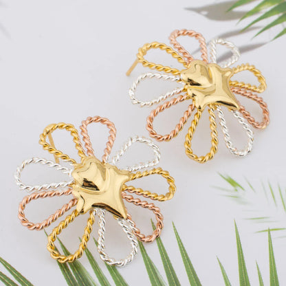 2025 New Women's Earrings Bracelets Necklace and Ring Luxury Flowers Shape Colorful Jewellery Set For Party Women's Day Wedding