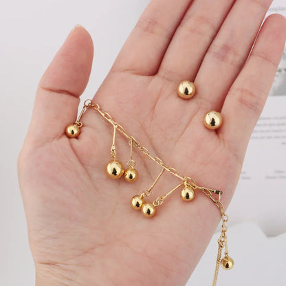 YM Newest Stainless Steel Gold Color Glossy Little Pearl Necklace Earrings For Women Girl Gift For Party Exquisite Jewelry Set