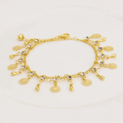 Italy Exquisite Bracelet Dubai Gold Color Hollow Out Flower Pendant Temperament Jewelry Party Wedding Clothing Accessories