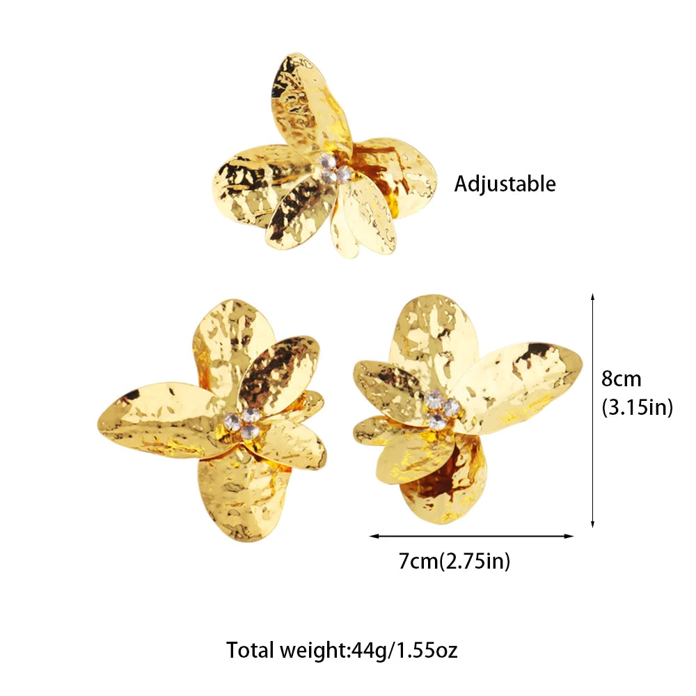 Dubai Women's Fashion Jewelry Set Waterproof Flower Earrings And Ring Nigeria Dating Travel Clothing  Accessories Easter Gift