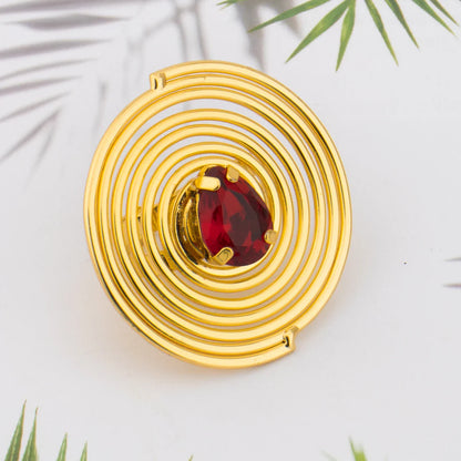 2025 New Style Gold Color Jewelry Set Circle Shape Earrings Colored Zircon Necklace Ring And Bracelet For Banquet Women's Day