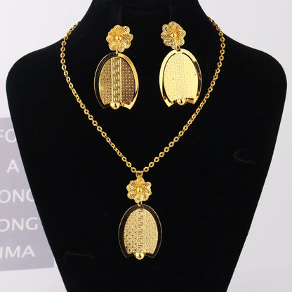 Luxury Gold Plated Jewelry Set Women Gold Color Necklace Set Italian Jewellery Sets Bride Necklace and Earrings African Gift