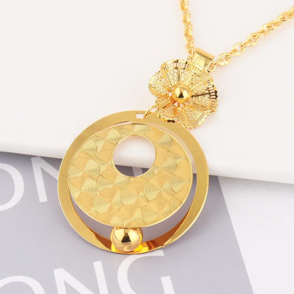 Luxury Gold Plated Jewelry Set Women Gold Color Necklace Set Italian Jewellery Sets Bride Necklace and Earrings African Gift