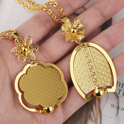 Luxury Gold Plated Jewelry Set Women Gold Color Necklace Set Italian Jewellery Sets Bride Necklace and Earrings African Gift